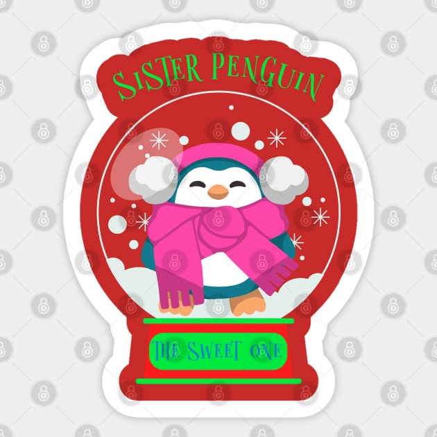 Matching Christmas Family, Sister Penguin Sticker by Feminist Foodie